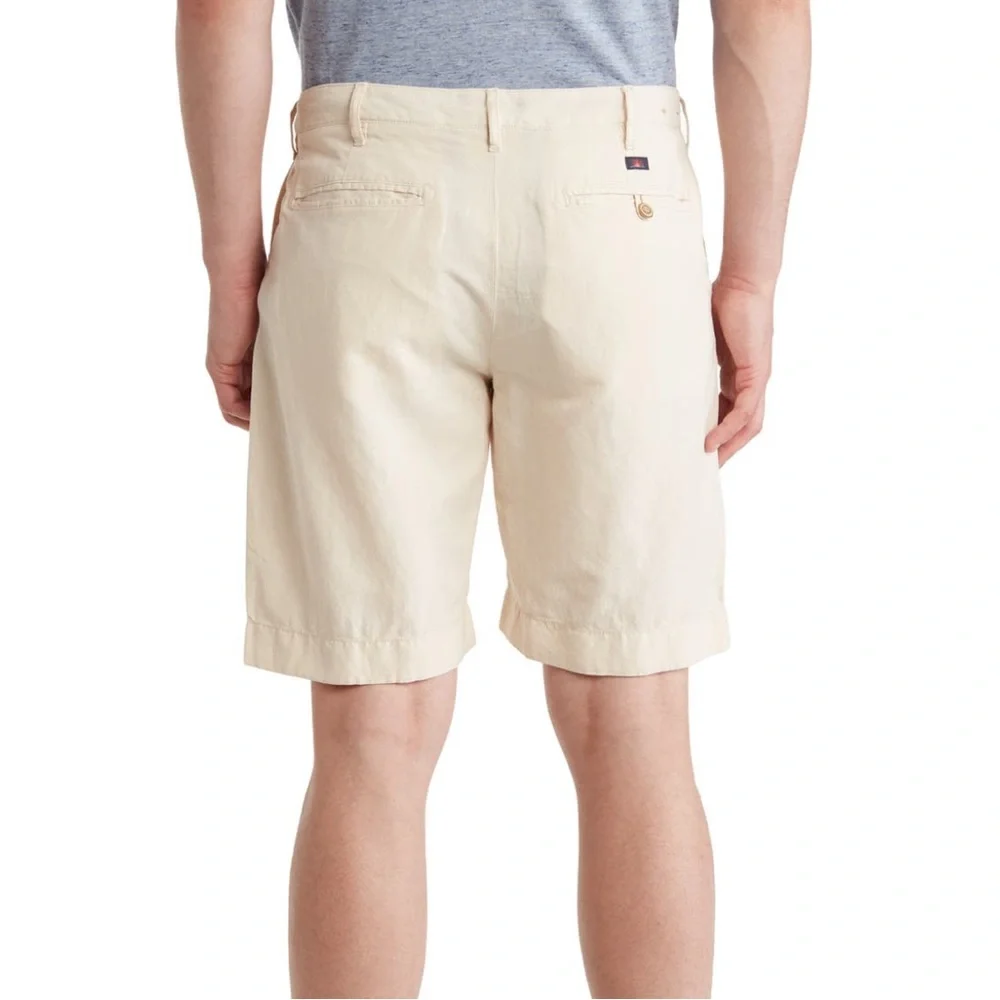 Faherty Men’s Size 42 Malibu Linen & Cotton Chino Shorts Stone Cream NWT